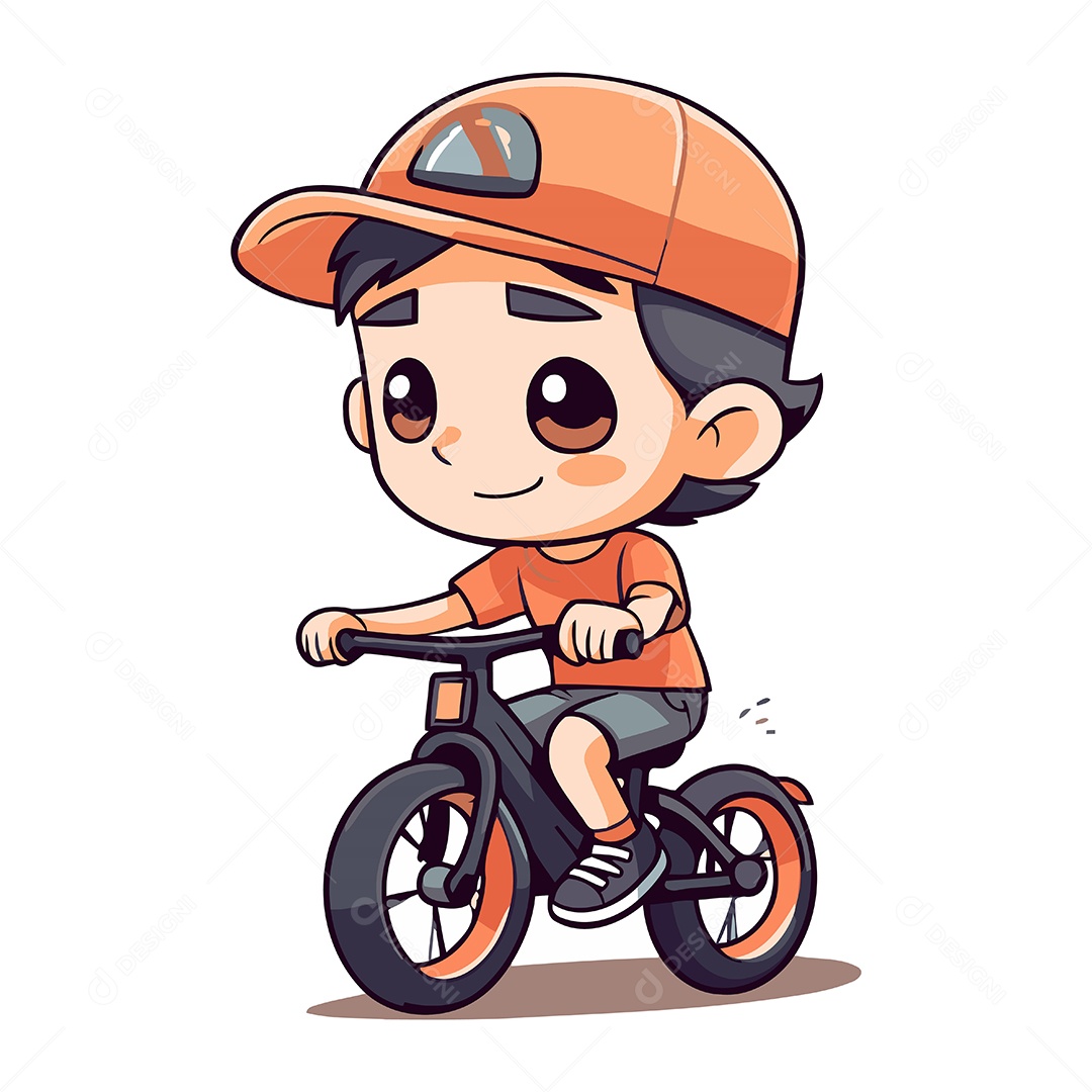 Garoto de Bicicleta Desenho Animado Ilustração Vetor EPS