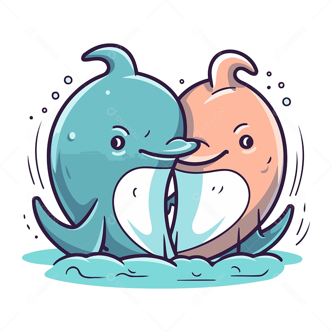 Golfinho Desenho Animado Ilustração Vetor EPS