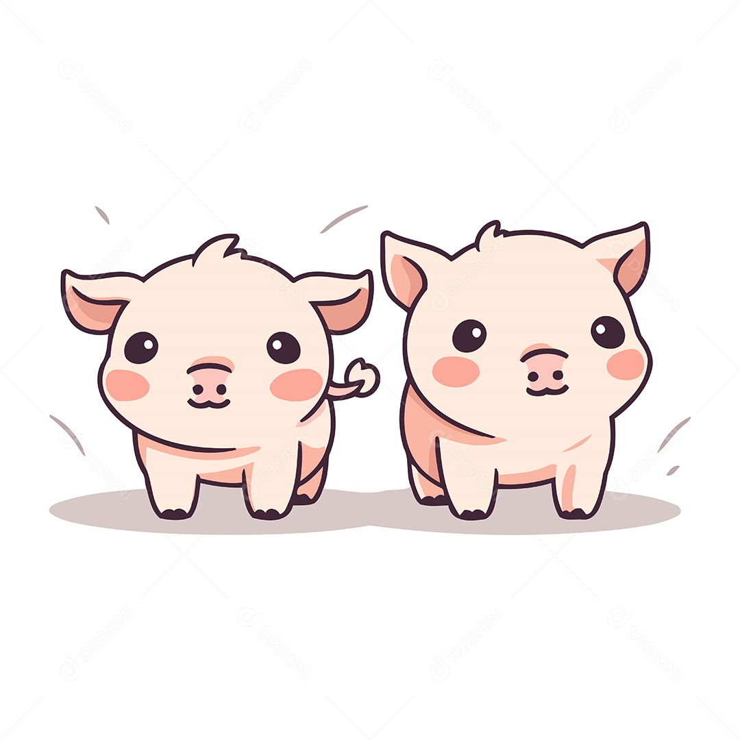 Porcos Desenho Animado Ilustração Vetor EPS