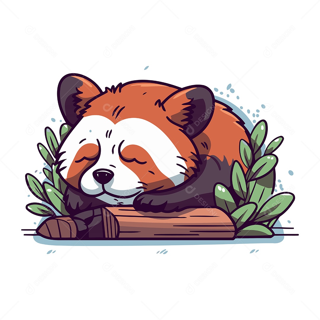 Panda Vermelho Desenho Animado Ilustração Vetor EPS