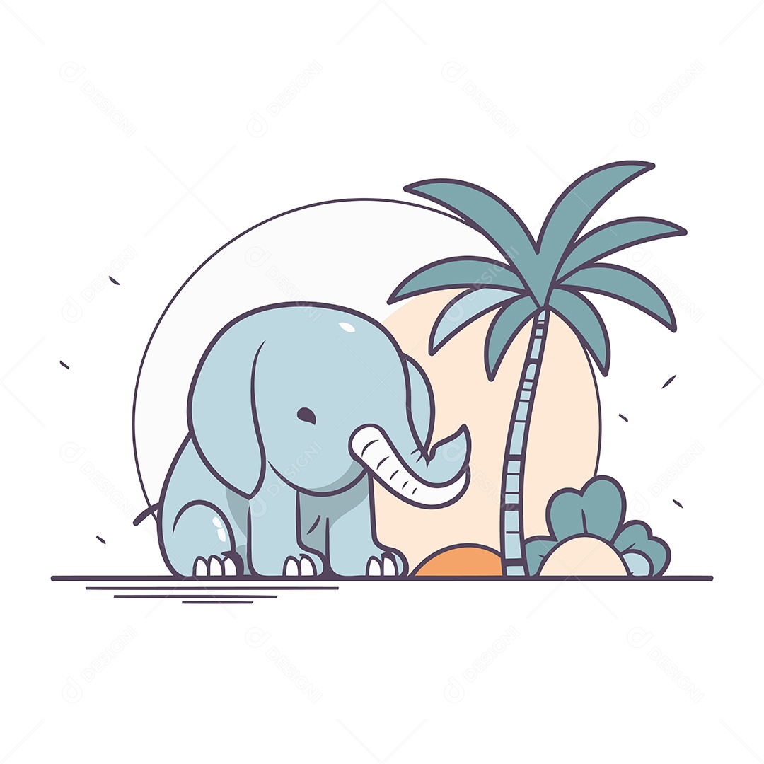 Elefante Desenho Animado Ilustração Vetor EPS