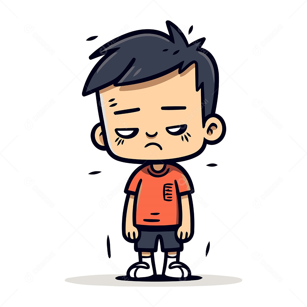 Garoto Triste Desenho Animado Ilustração Vetor EPS
