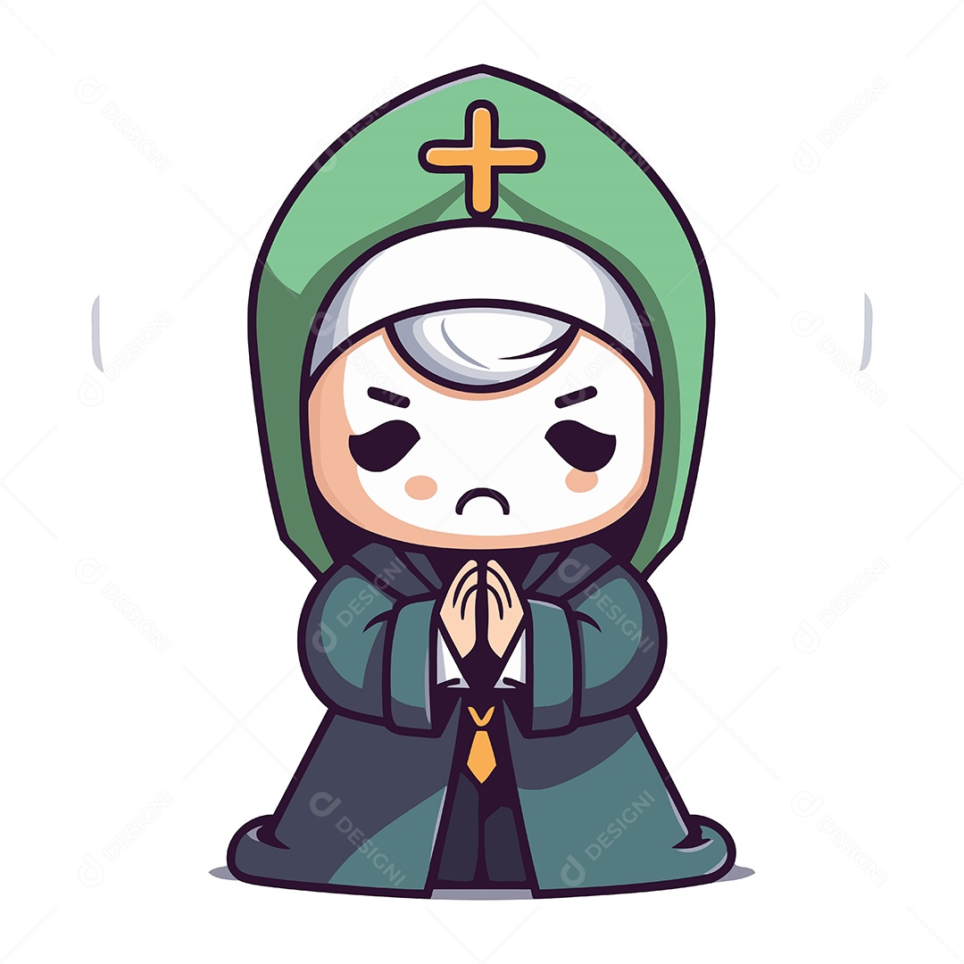 Monge Chorando Desenho Animado Ilustração Vetor EPS