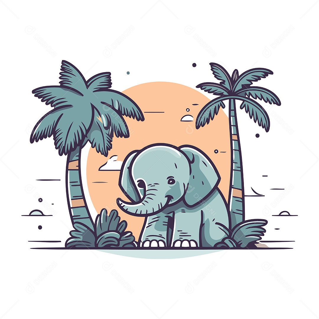 Elefante Desenho Animado Ilustração Vetor EPS