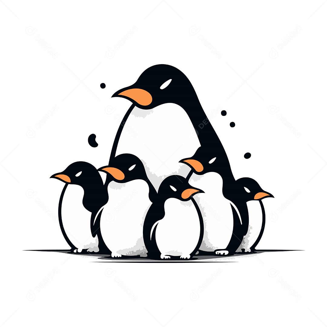 Pinguins Desenho Animado Ilustração Vetor EPS