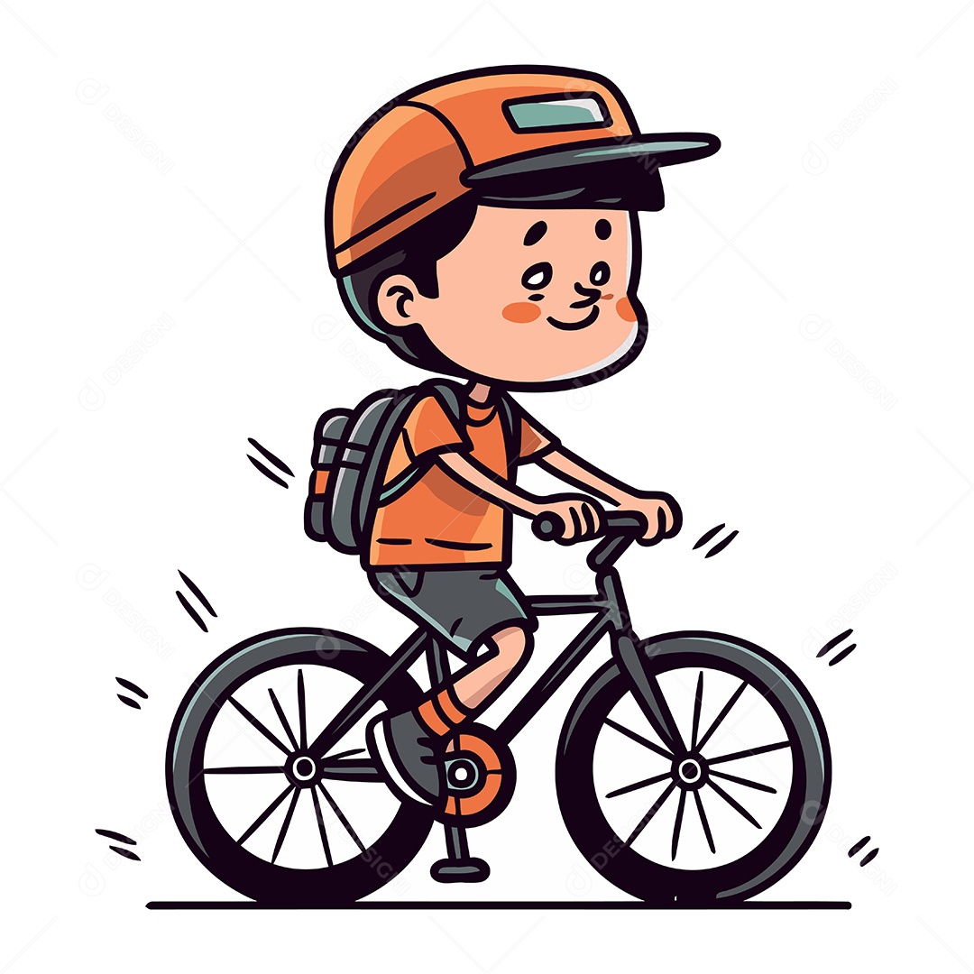 Garoto de Bicicleta Desenho Animado Ilustração Vetor EPS