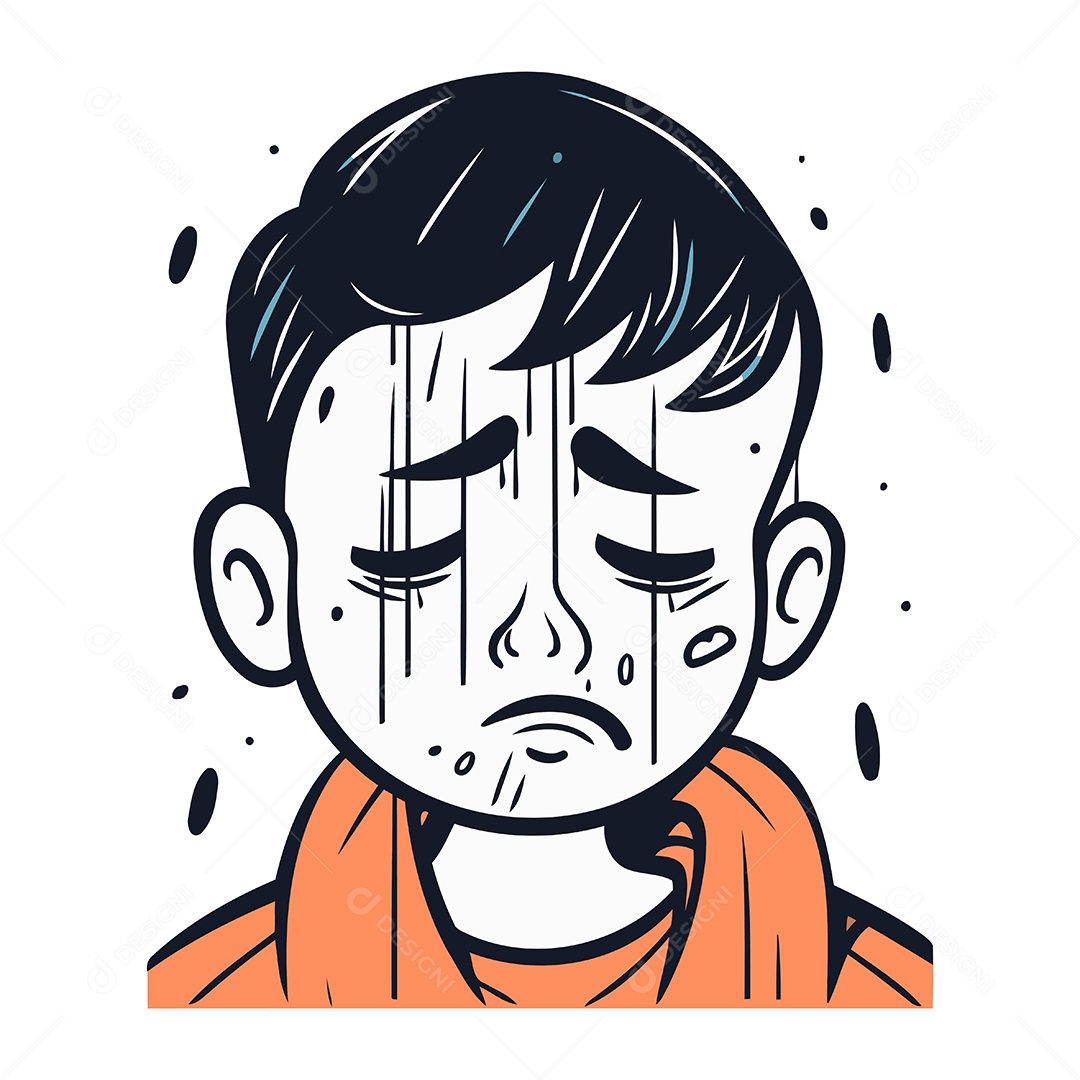 Garoto Chorando Desenho Animado Ilustração Vetor EPS