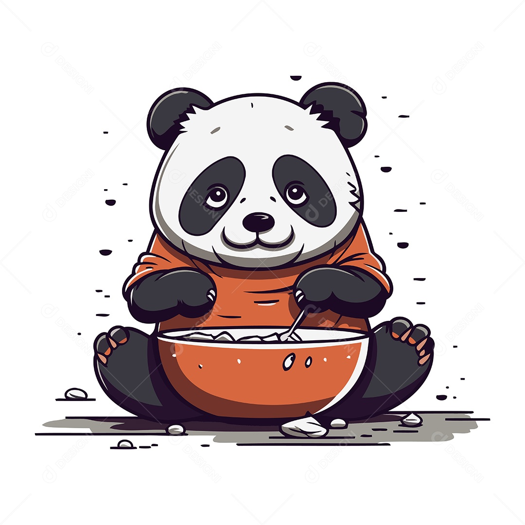 Panda Desenho Animado Ilustração Vetor EPS