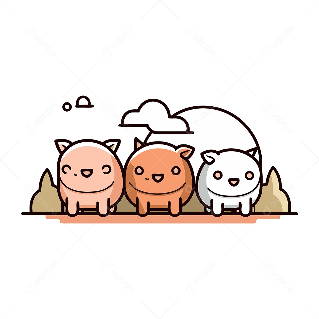 Porcos Desenho Animado Ilustração Vetor EPS