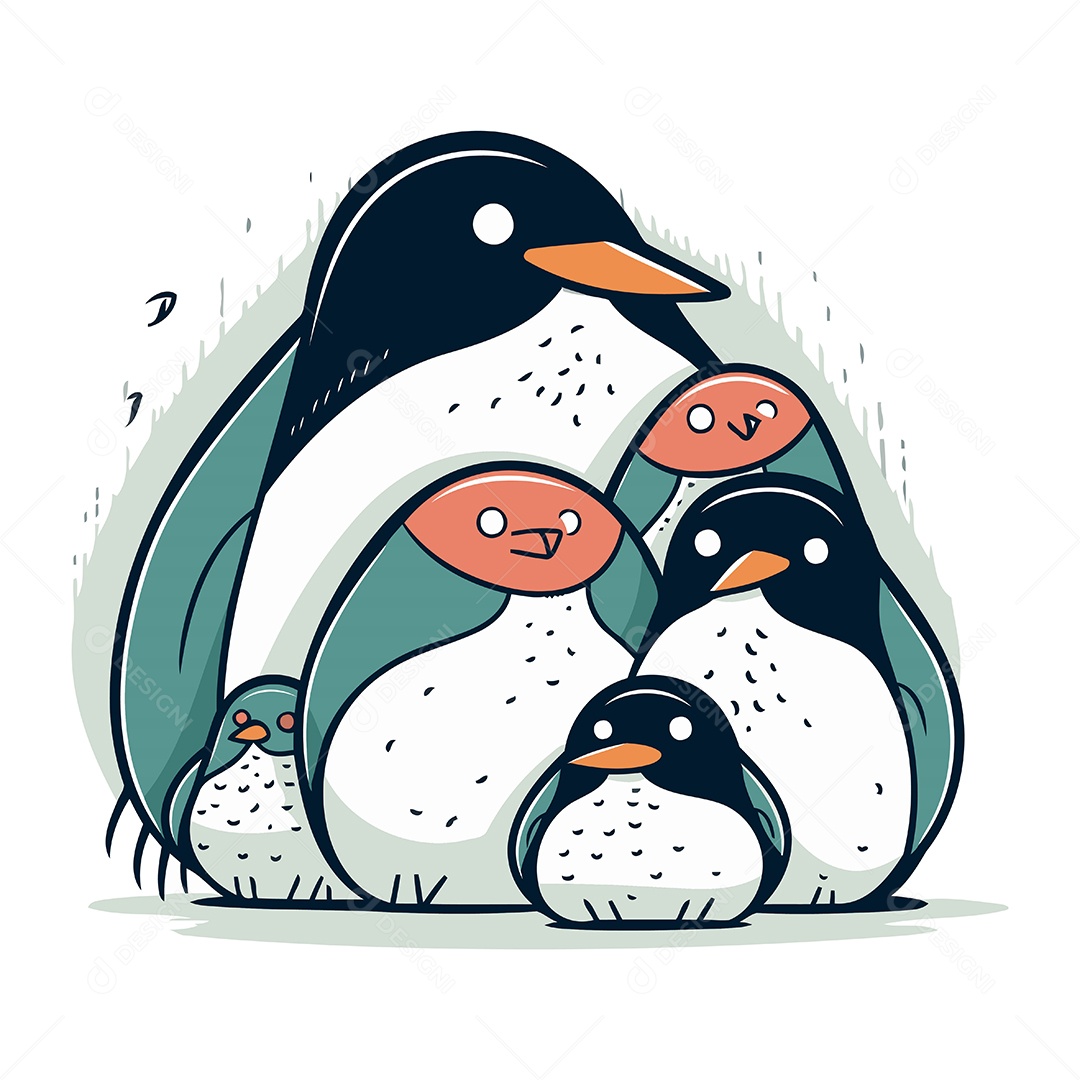 Pinguins Desenho Animado Ilustração Vetor EPS