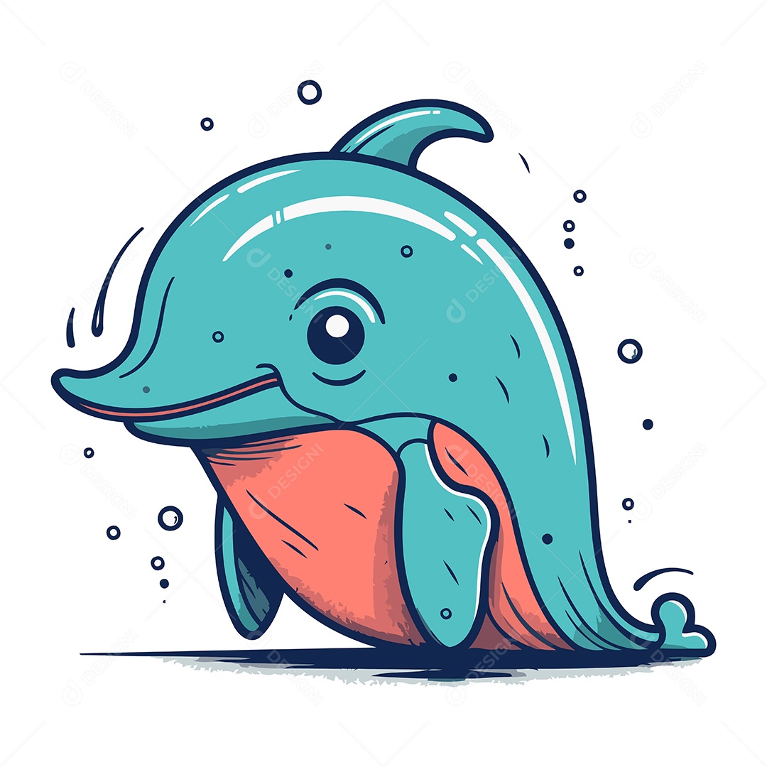 Golfinho Desenho Animado Ilustração Vetor EPS