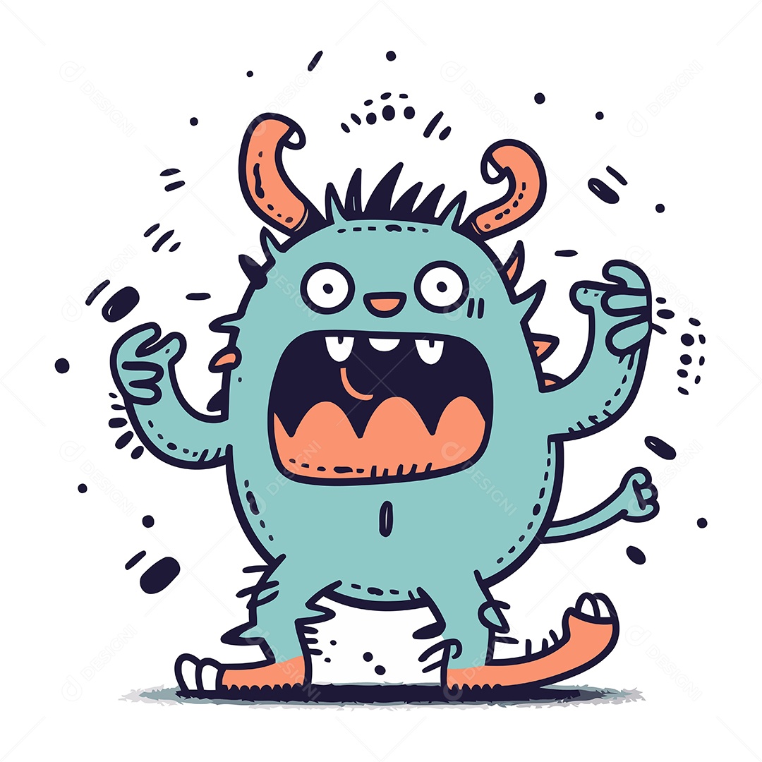 Monstro Desenho Animado Ilustração Vetor EPS