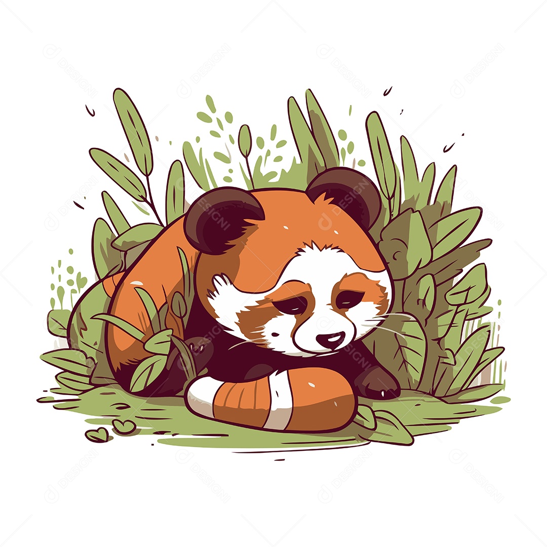 Panda Vermelho Desenho Animado Ilustração Vetor EPS