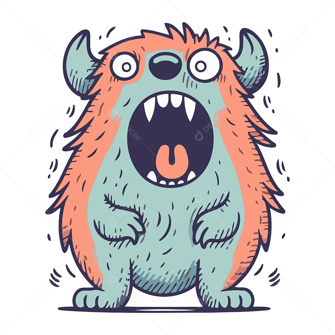 Monstro Desenho Animado Ilustração Vetor EPS