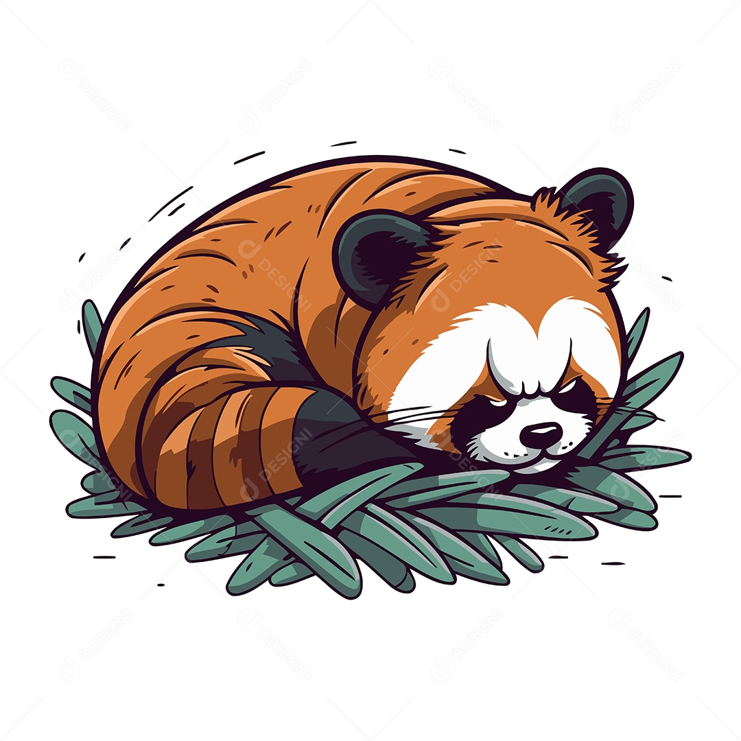 Panda Vermelho Desenho Animado Ilustração Vetor EPS