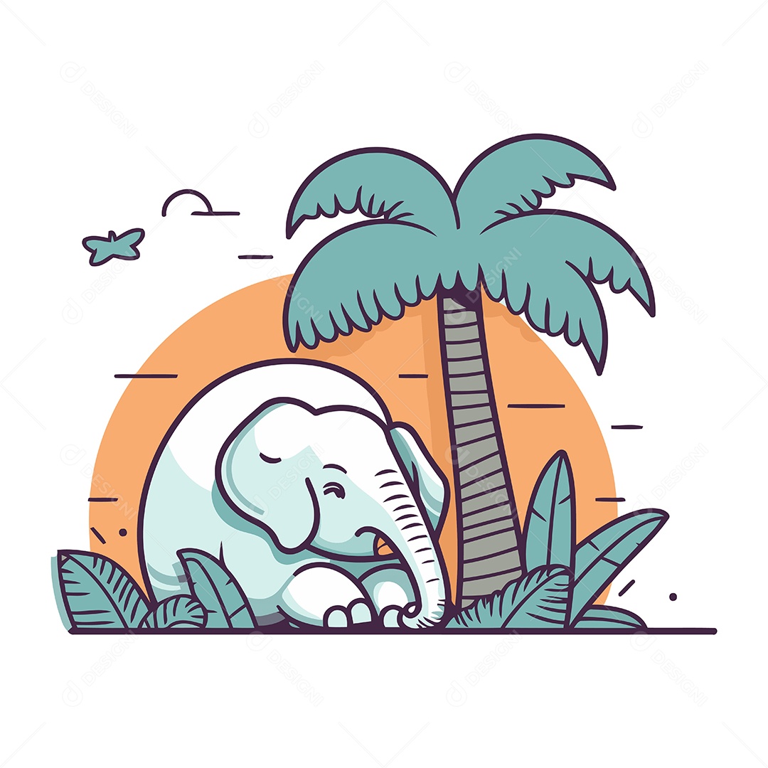 Elefante Desenho Animado Ilustração Vetor EPS