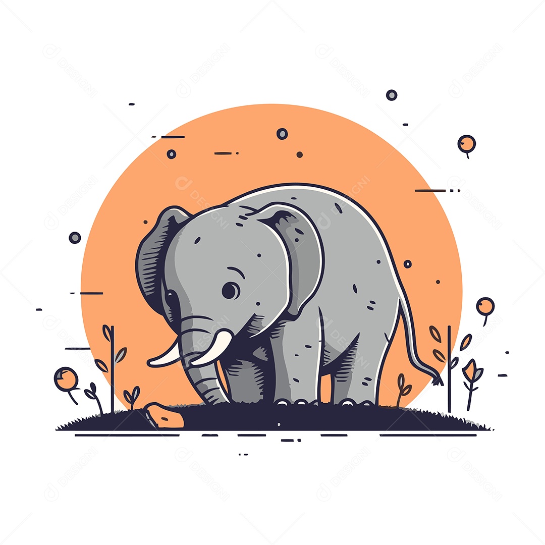 Elefante Desenho Animado Ilustração Vetor EPS