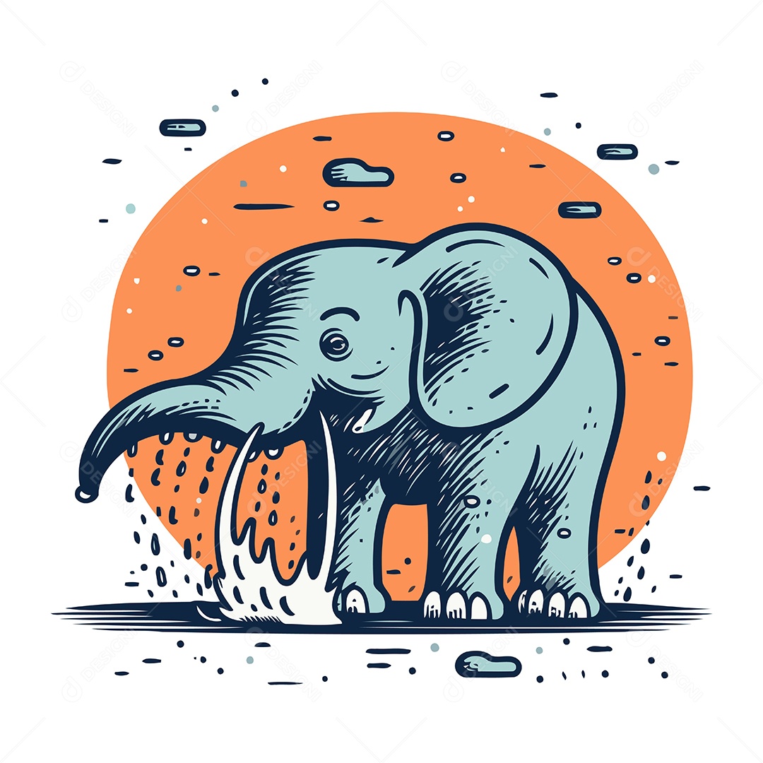 Elefante Desenho Animado Ilustração Vetor EPS