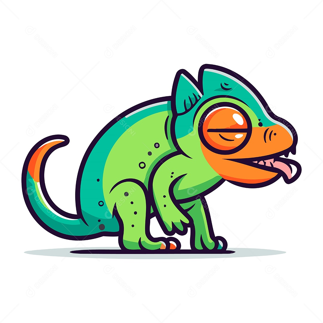 Camaleão Desenho Animado Ilustração Vetor EPS
