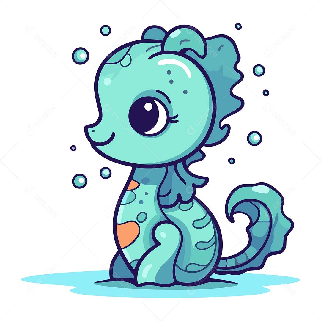 Cavalo Marinho Desenho Animado Ilustração Vetor EPS