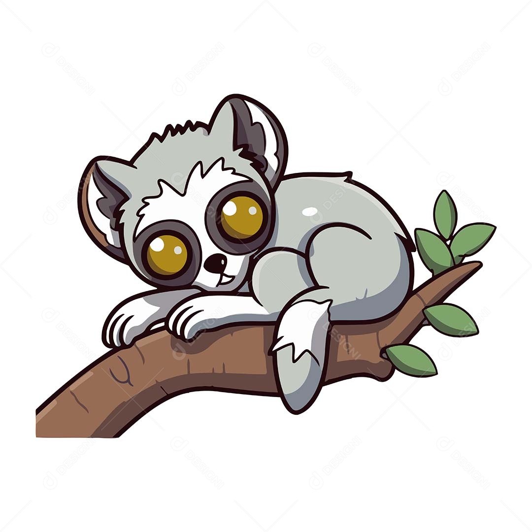 Lêmure Desenho Animado Ilustração Vetor EPS