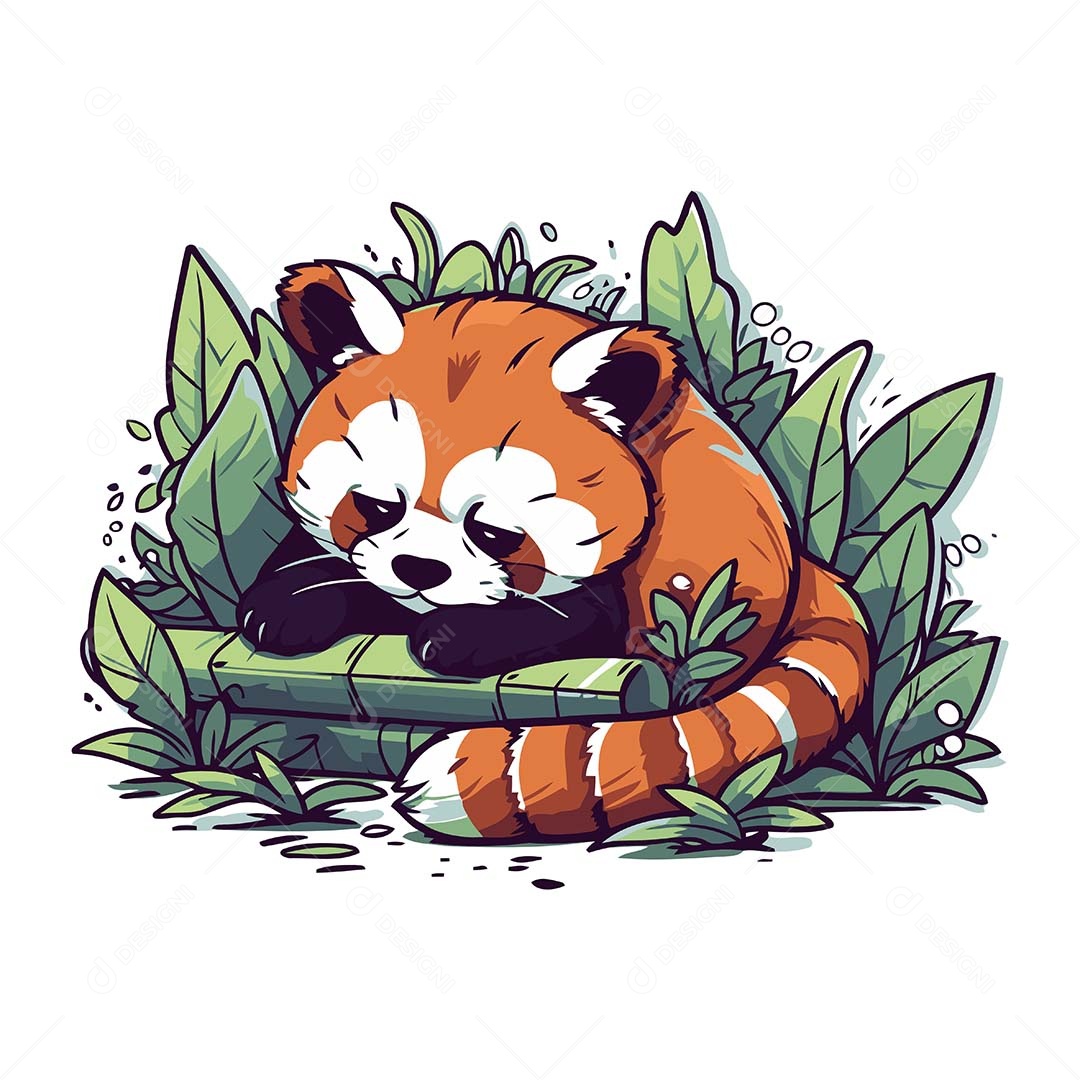 Panda Vermelho Desenho Animado Ilustração Vetor EPS
