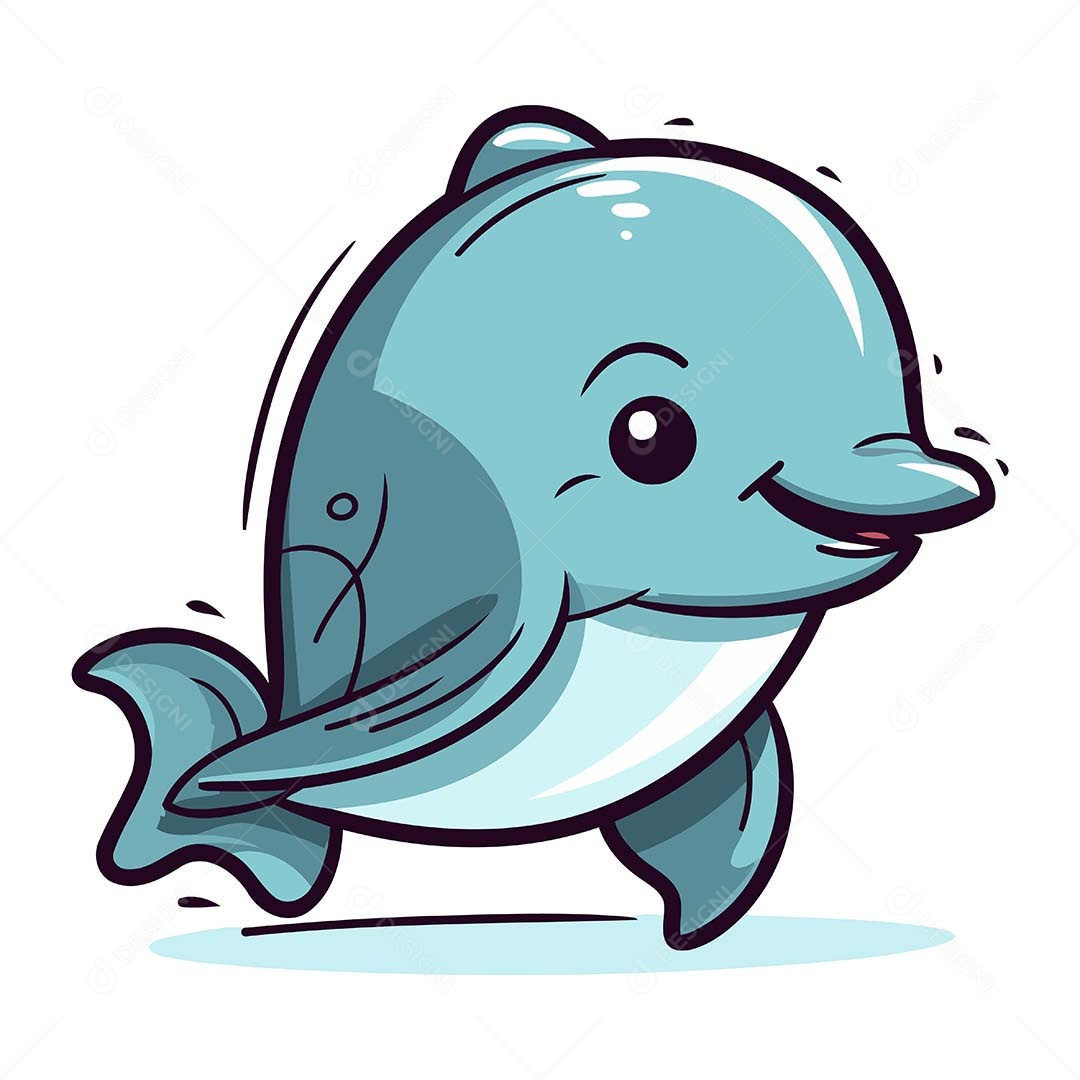 Golfinho Desenho Animado Ilustração Vetor EPS