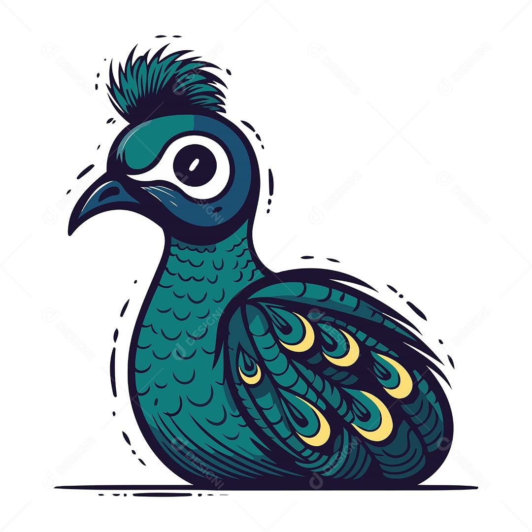 Pavão Desenho Animado Ilustração Vetor EPS