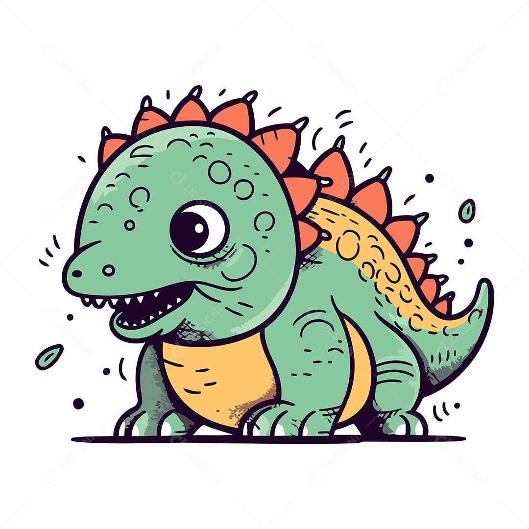 Dinossauro Desenho Animado Ilustração Vetor EPS