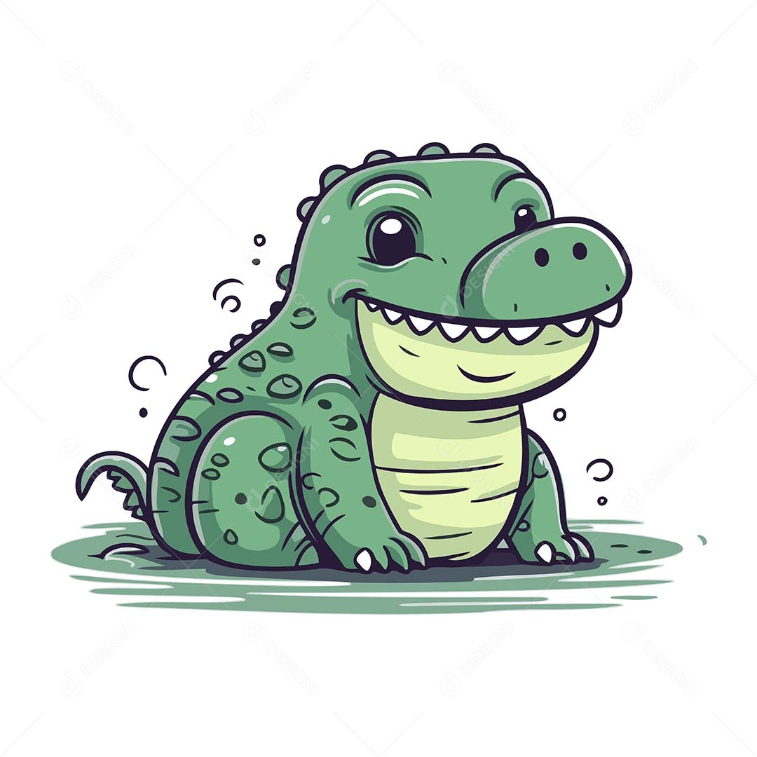 Jacaré Desenho Animado Ilustração Vetor EPS