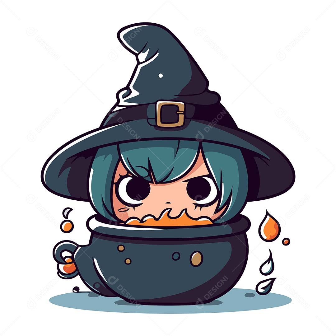 Bruxa Desenho Animado Ilustração Vetor EPS
