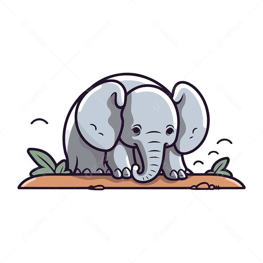 Elefante Desenho Animado Ilustração Vetor EPS