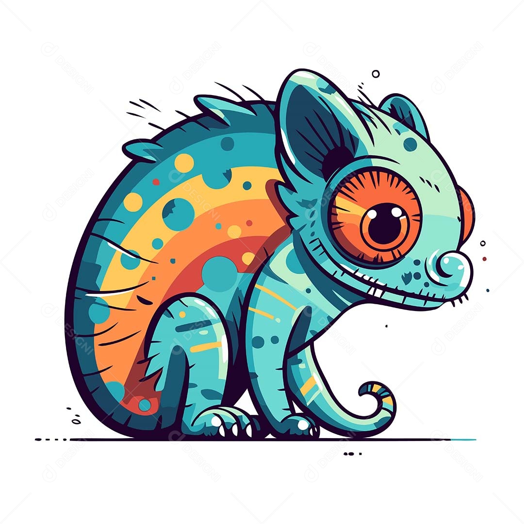 Camaleão Desenho Animado Ilustração Vetor EPS