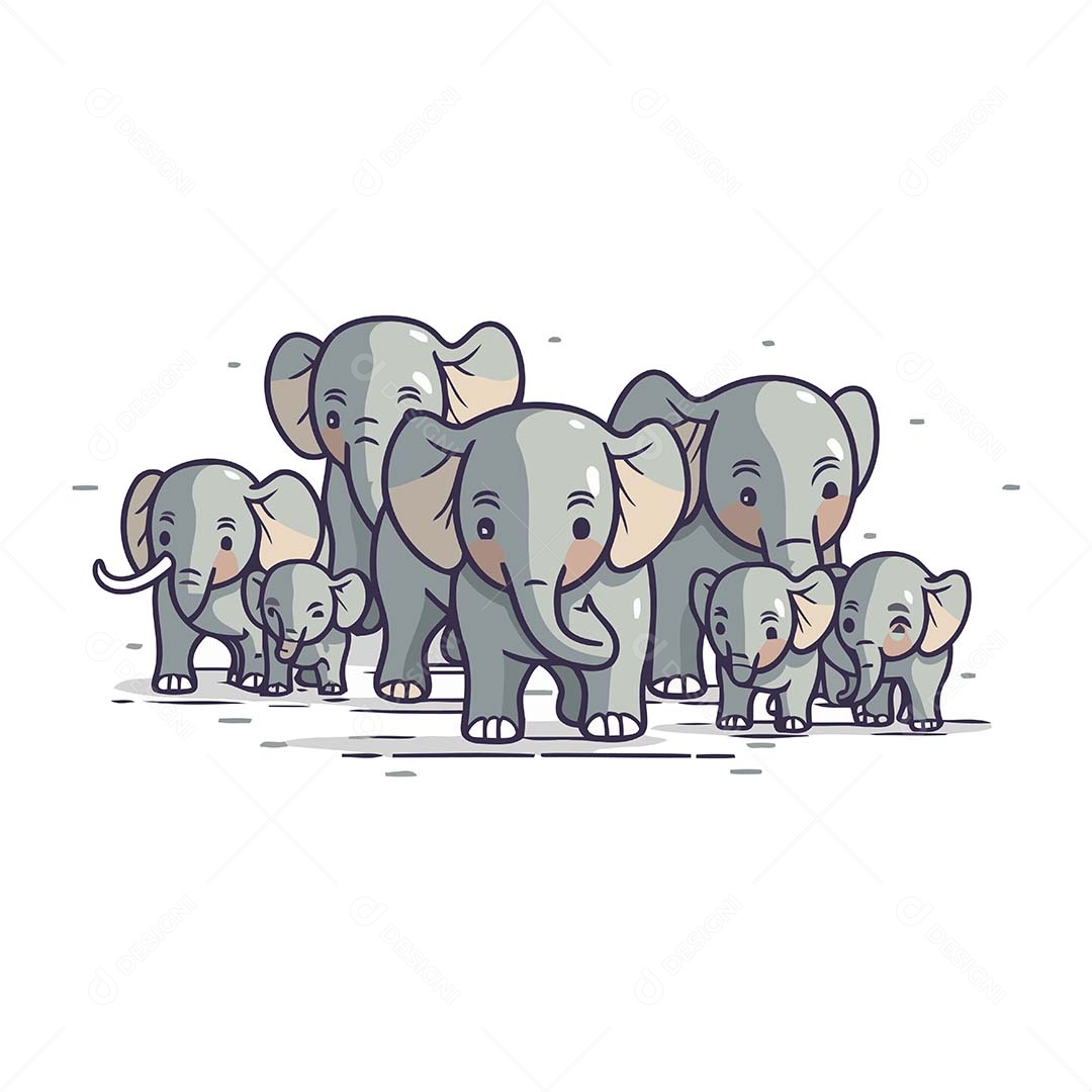 Elefante Desenho Animado Ilustração Vetor EPS