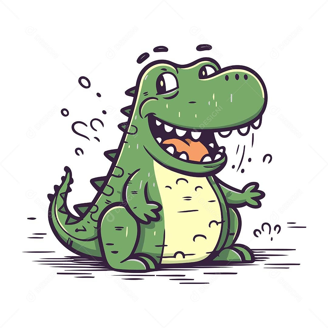 Jacaré Desenho Animado Ilustração Vetor EPS