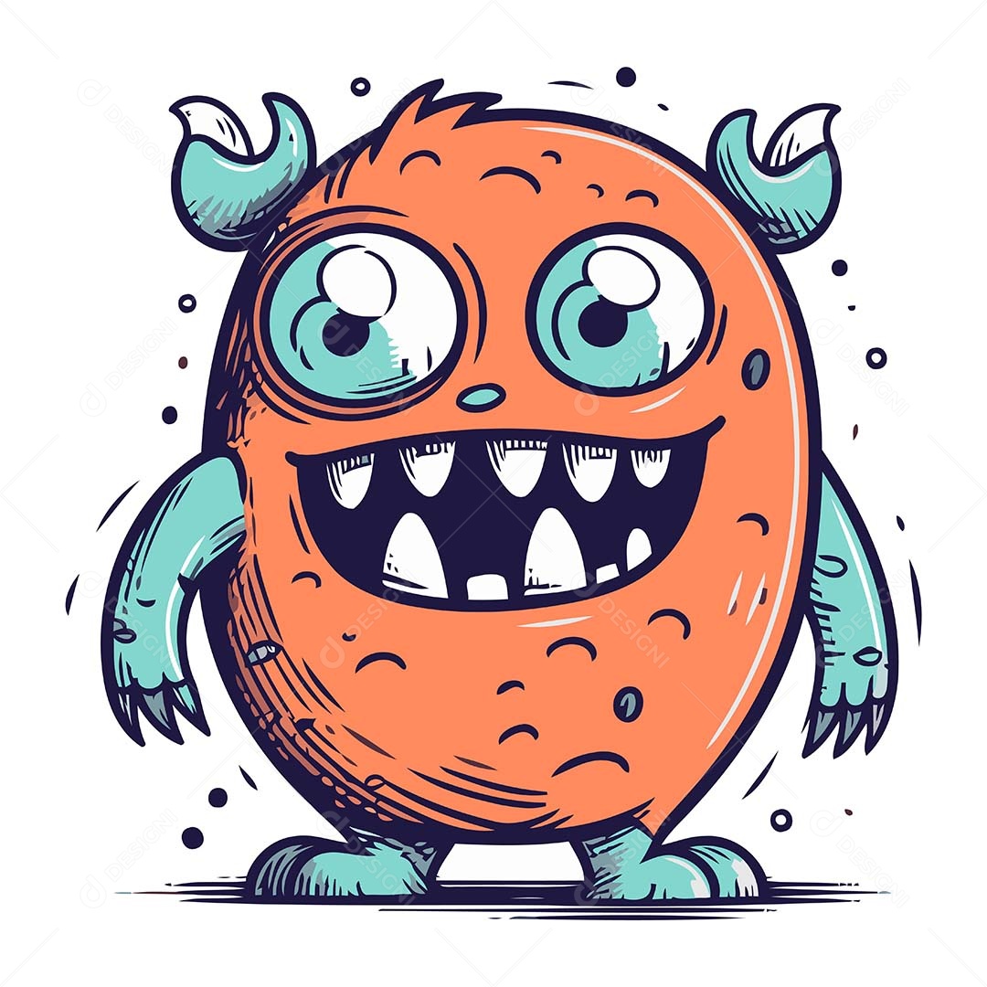 Monstro Desenho Animado Ilustração Vetor EPS