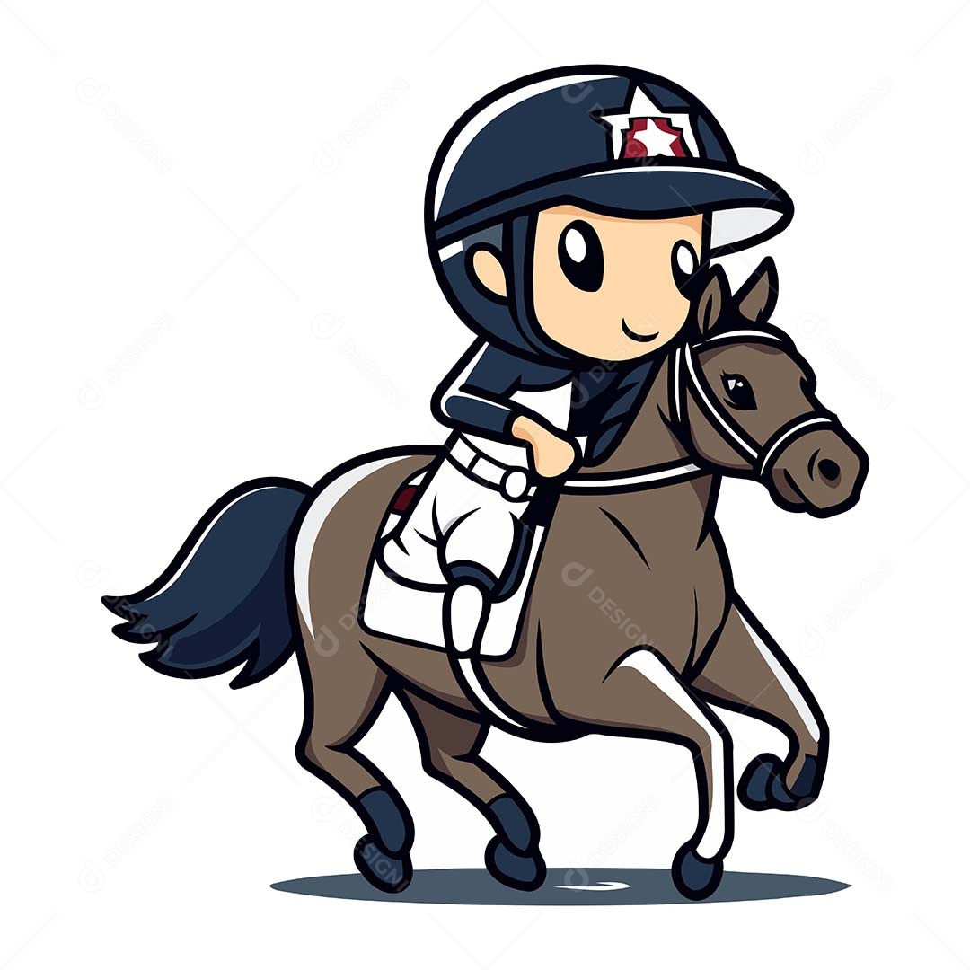 Garoto de Cavalo Desenho Animado Ilustração Vetor EPS
