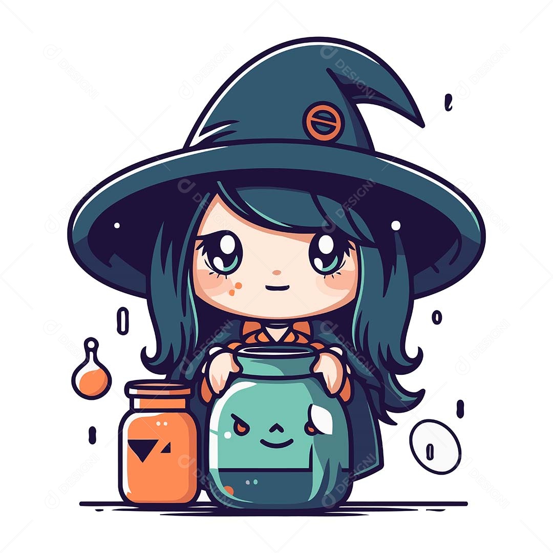 Bruxa Desenho Animado Ilustração Vetor EPS