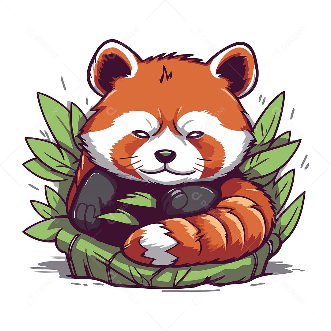 Panda Vermelho Desenho Animado Ilustração Vetor EPS