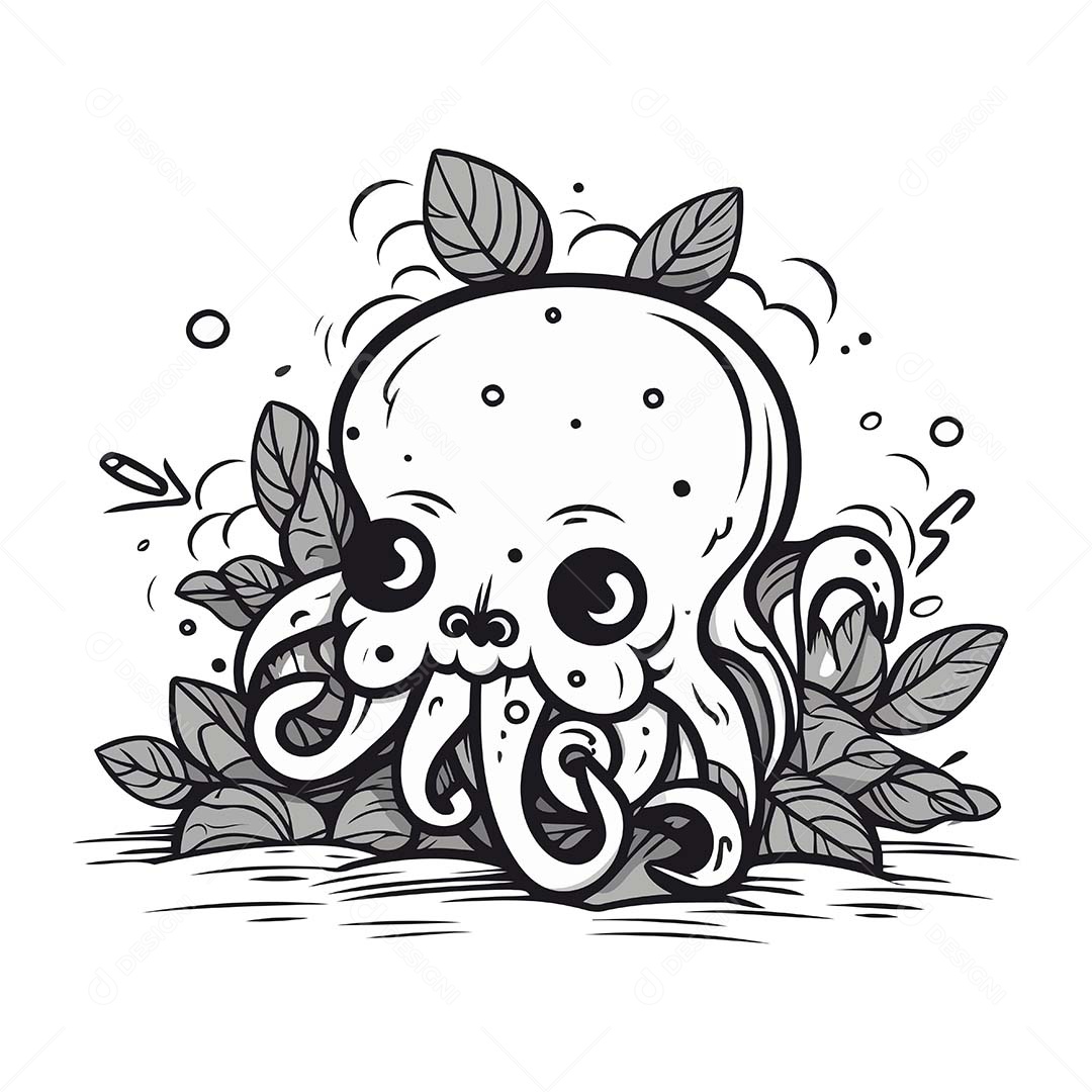 Polvo Desenho Animado Ilustração Vetor EPS