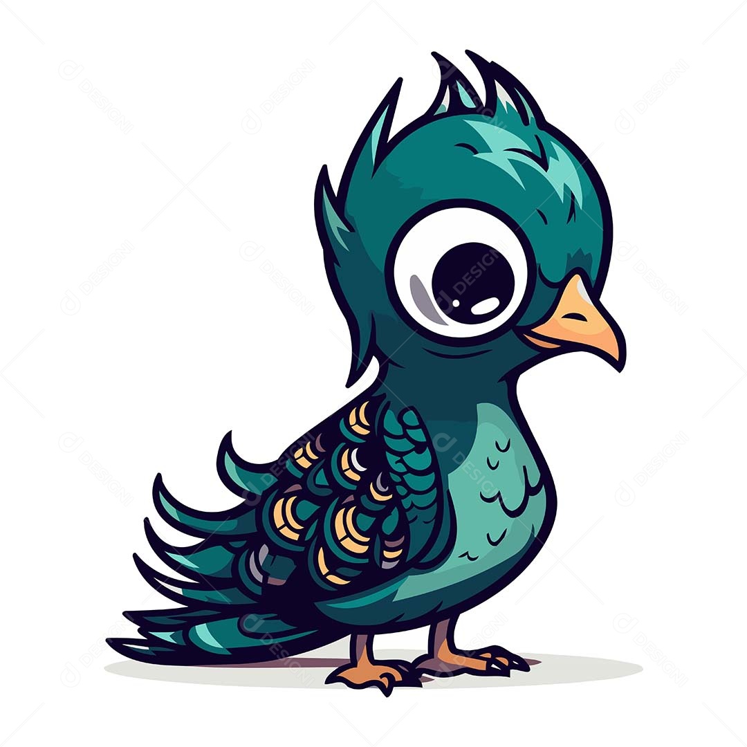 Pavão Desenho Animado Ilustração Vetor EPS