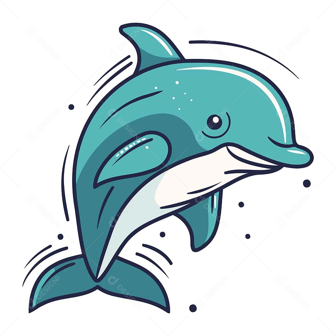 Golfinho Desenho Animado Ilustração Vetor EPS