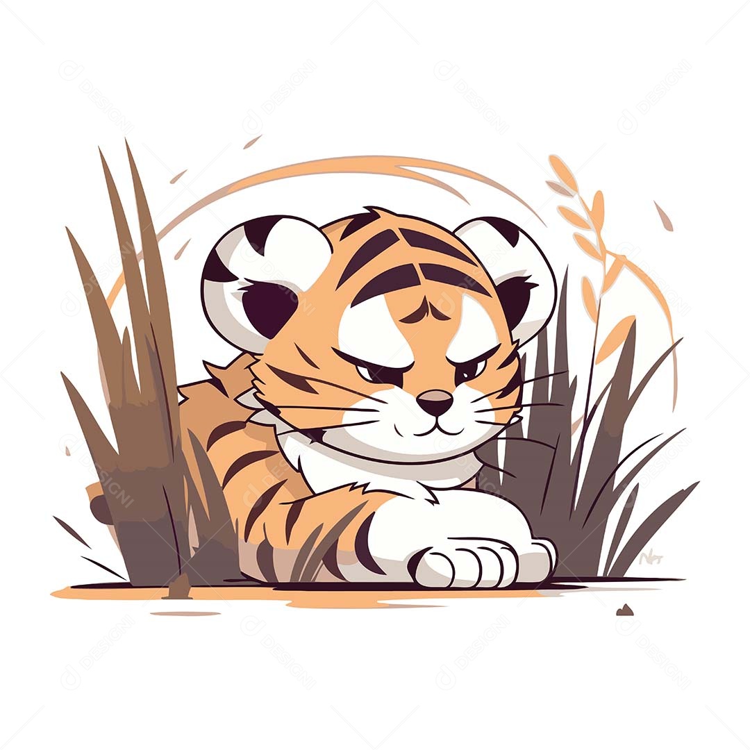 Tigre Desenho Animado Ilustração Vetor EPS