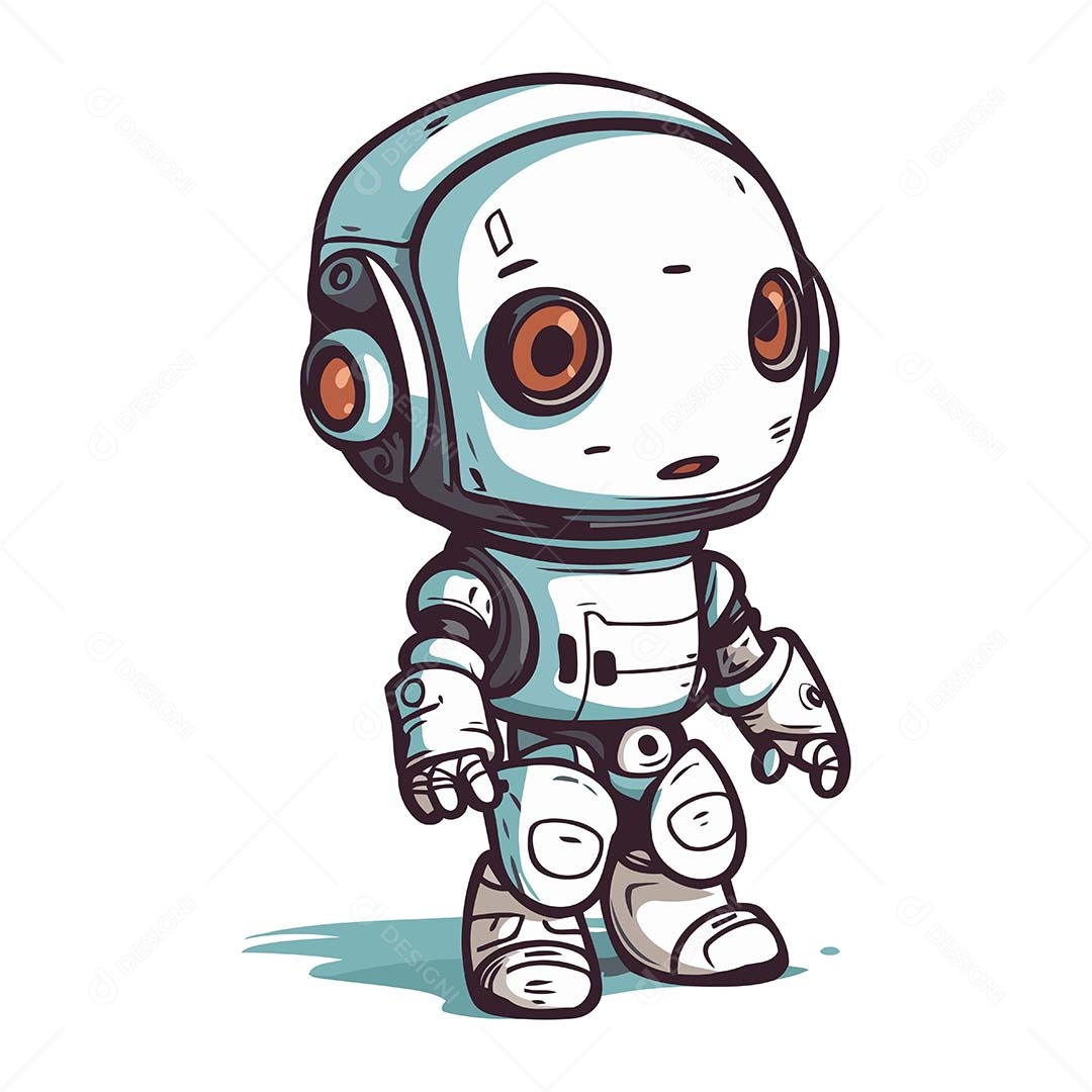 Robô Desenho Animado Ilustração Vetor EPS
