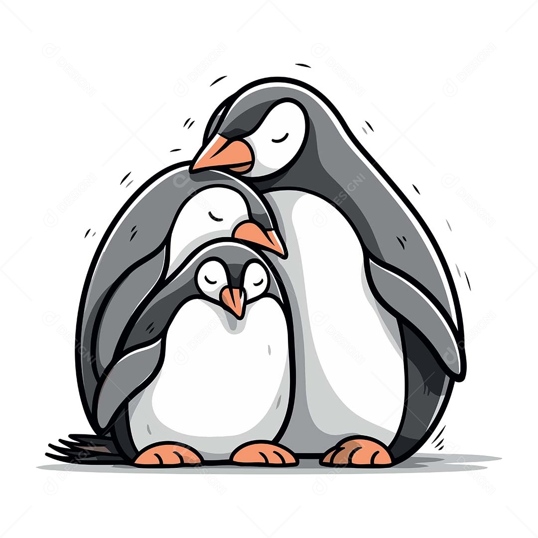 Pinguins Desenho Animado Ilustração Vetor EPS