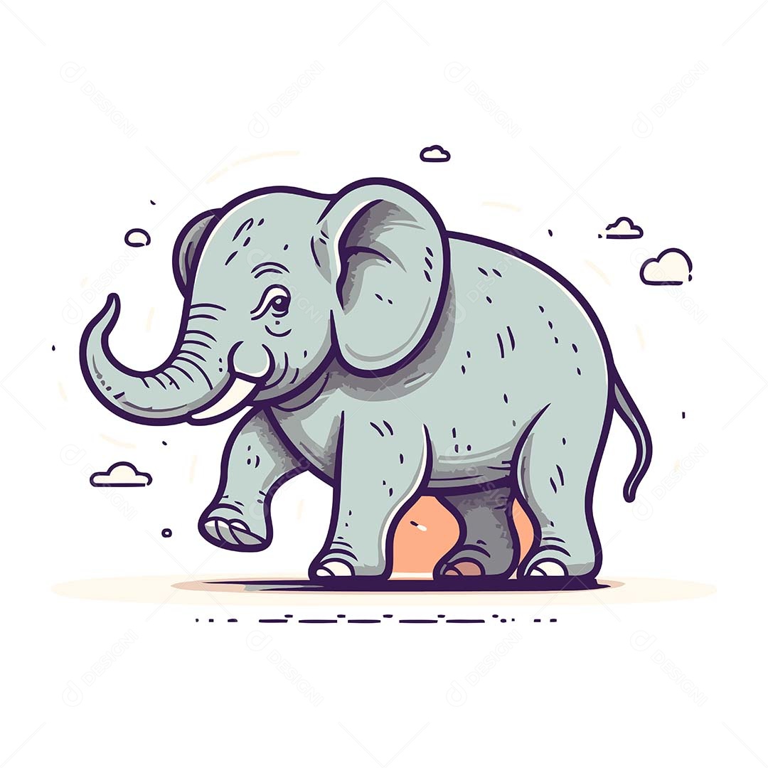 Elefante Desenho Animado Ilustração Vetor EPS