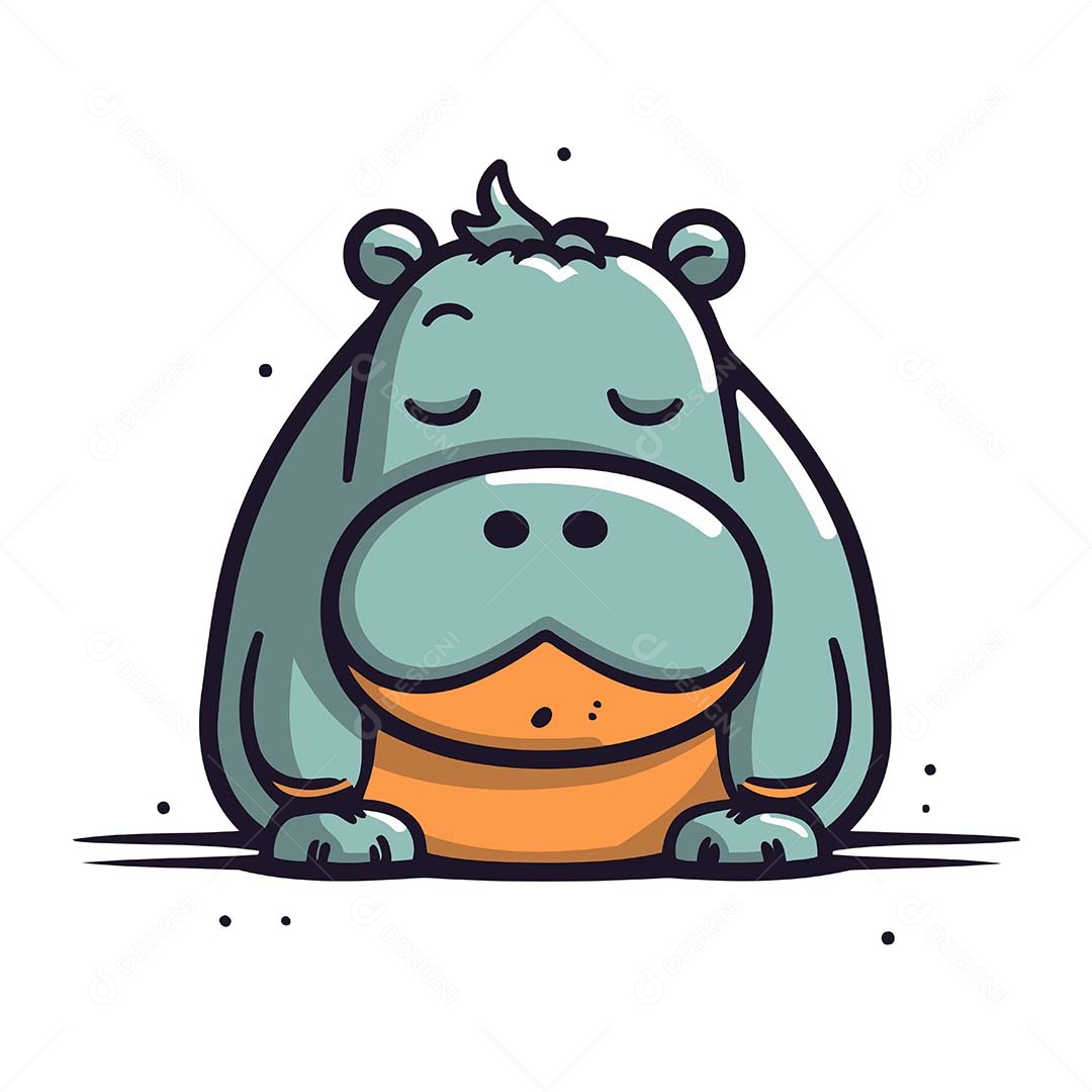 Hipopótamo Desenho Animado Ilustração Vetor EPS