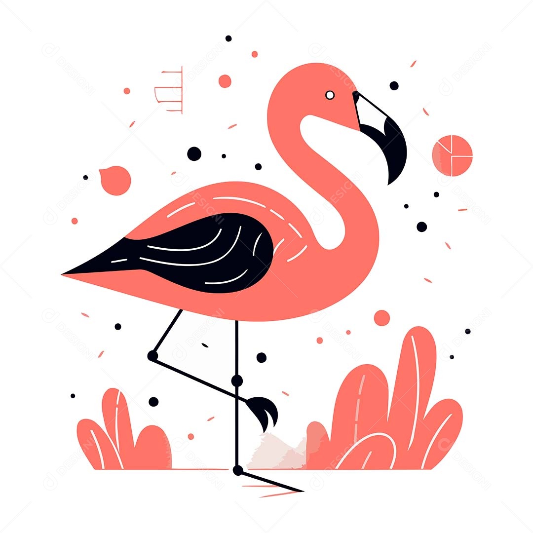 Flamingo Desenho Animado Ilustração Vetor EPS