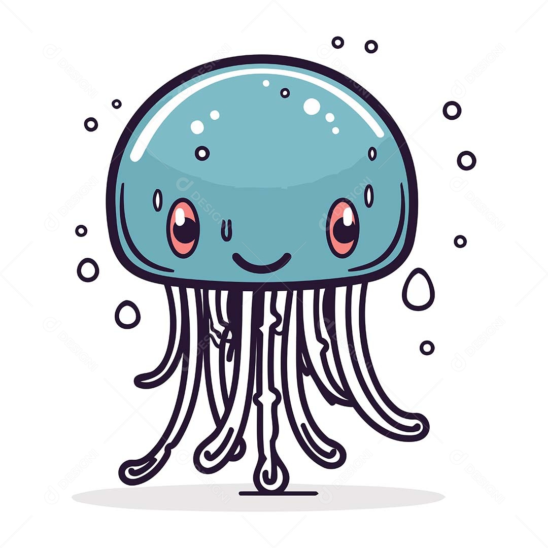 Água Viva Desenho Animado Ilustração Vetor EPS