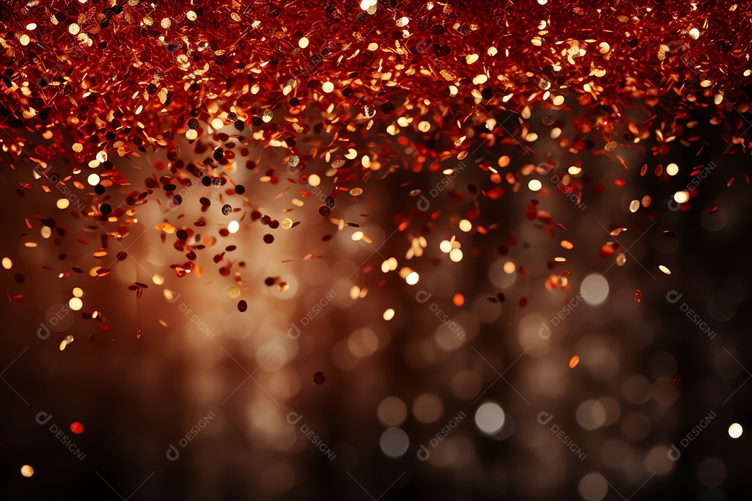 Comemore o evento no palco com cortina e brilhos dourados, feliz ano novo